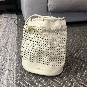 Cult Gaia Leather Crochet Backpack - White/Cream